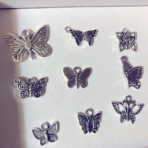 Silver Butterfly Charm Set